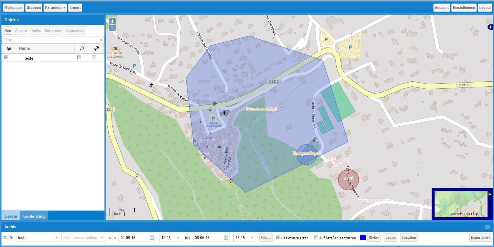 Tracking- Ortungs-Portal für elektronische Fussfesseln